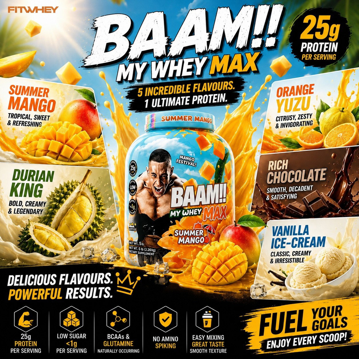 BAAM!!™ My Whey MAX Whey Protein (5lbs / 2.3kg) | 25g High-Quality Whey Protein • Lab-Tested • Low Sugar • Muscle Recovery • Limited Edition Delicious Flavors_3