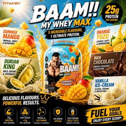 BAAM!!™ My Whey MAX Whey Protein (10lbs / 4.5kg) | 25g High-Quality Whey Protein • Lab-Tested • Low Sugar • Muscle Recovery • Limited Edition Delicious Flavors