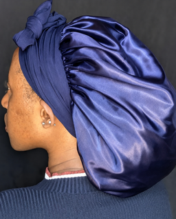 Dark blue Satin bonnet 