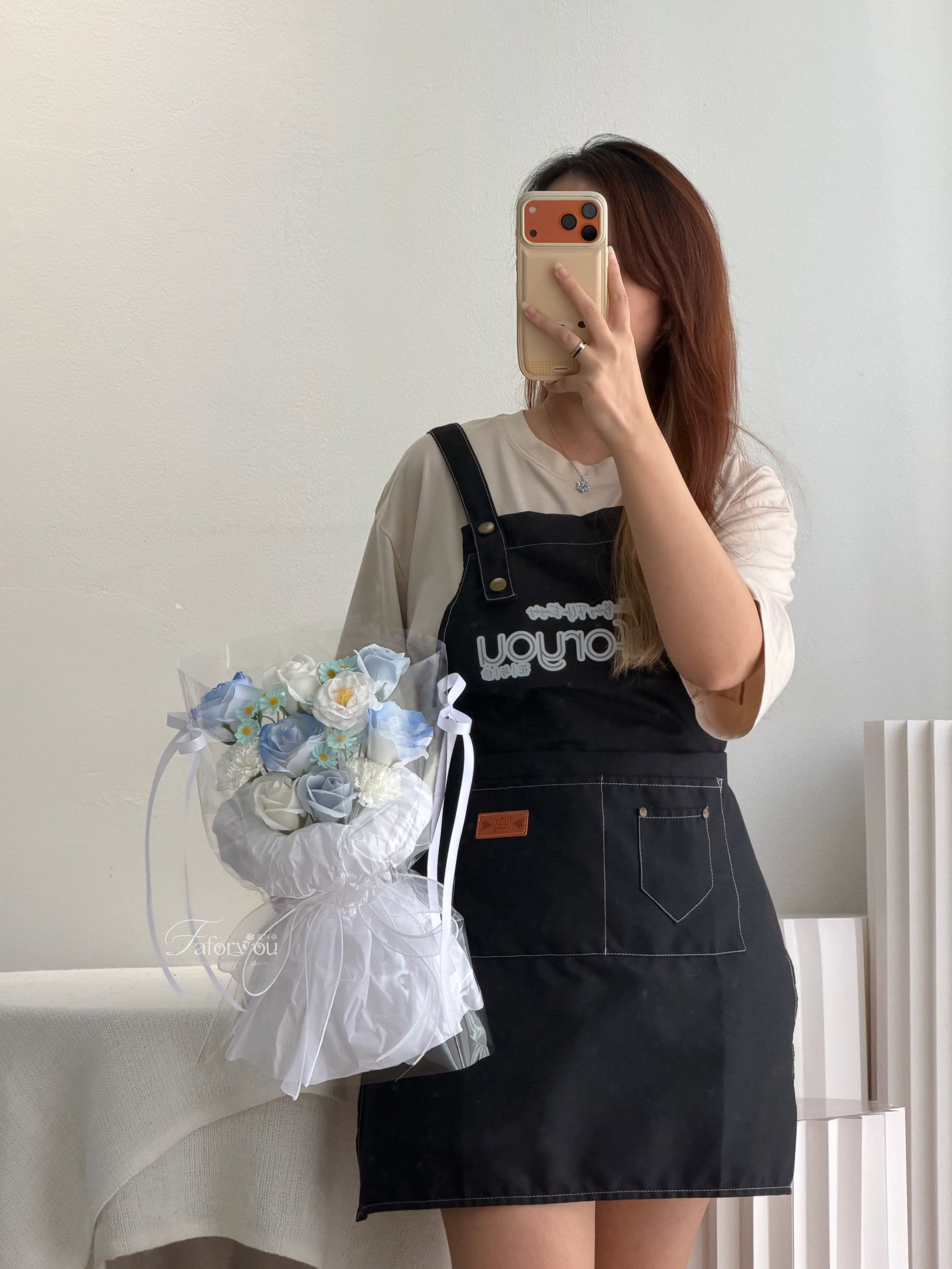 Blue White Soap Flower Mixed Transparent Bouquet _1