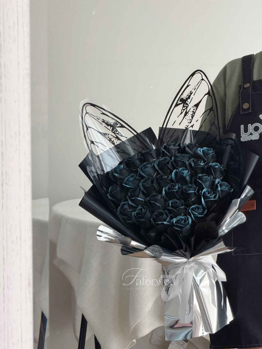 25 Stalk Soap Rose Butterfly Bouquet