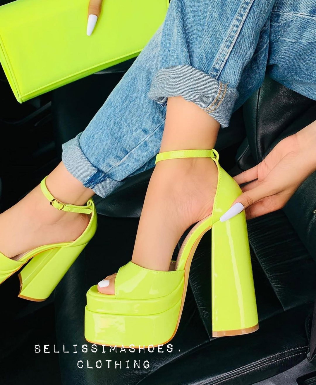 BLOCK PLATFORM HEELS -Lime