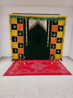 Sharu Space Green Velvet Thoran Backdrop Combo
