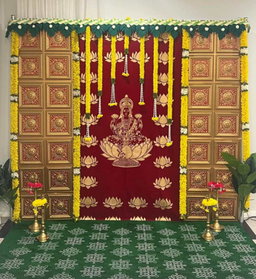 Sharu Space Maroon Lakshmi Devi with Panels Backdrop Combo