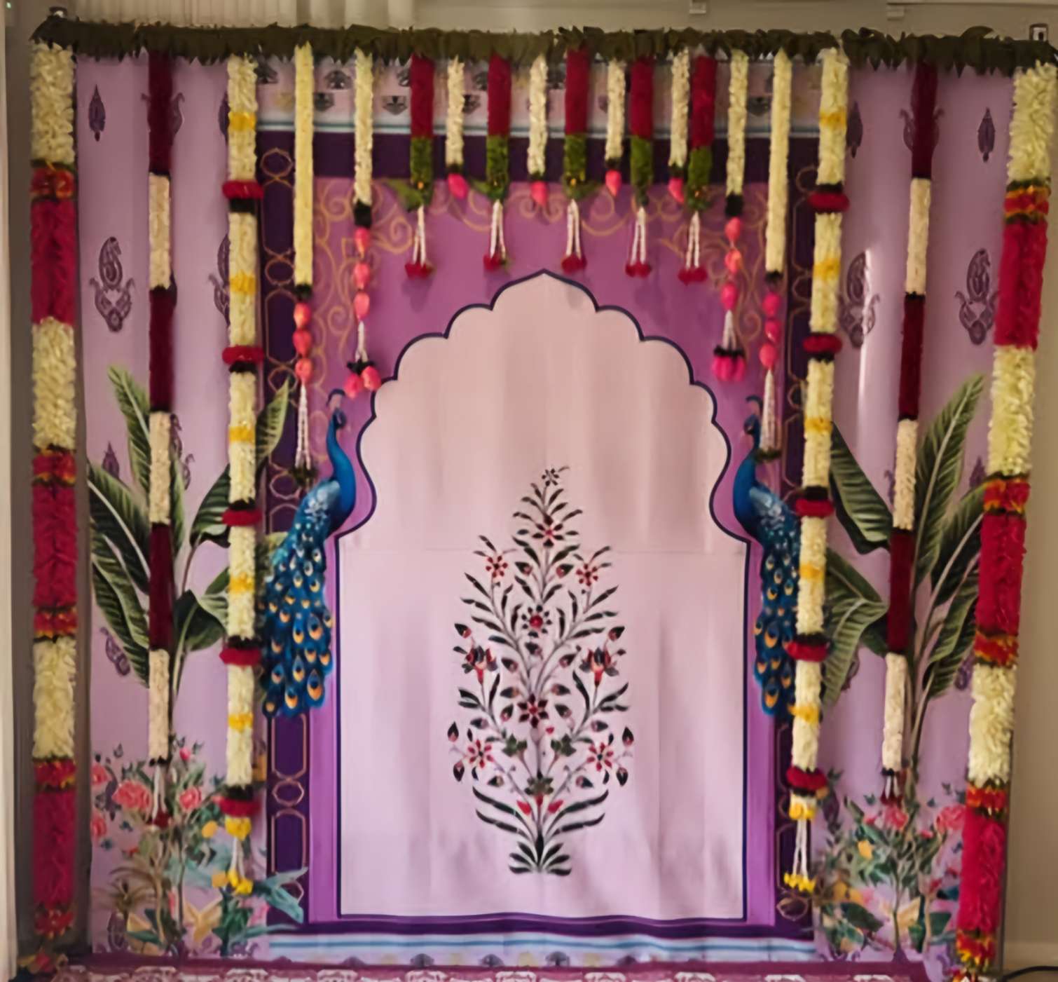 Sharu Space Satin Purple Peacock Backdrop Combo_0
