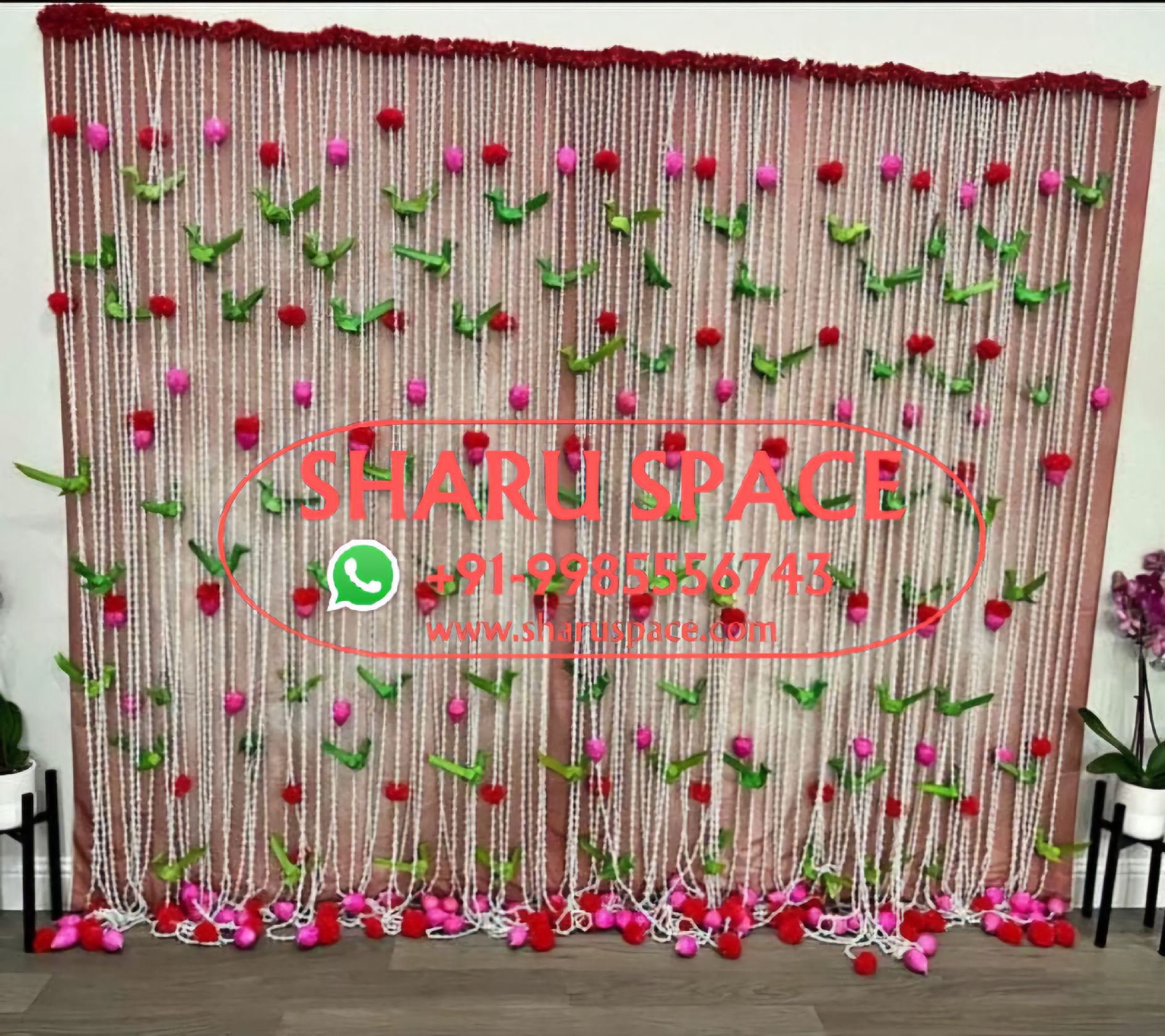 Sharu Space Lilly Strings with Parrot, Lotus Bud Backdrop Combo Set - 8ftx10ft_0
