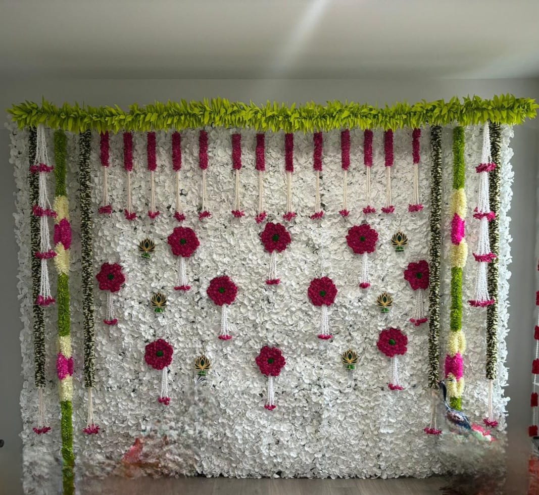 Sharu Space Premium Floral Cloth Backdrop Combo with Fabric Strings Set - 8ftx10ft