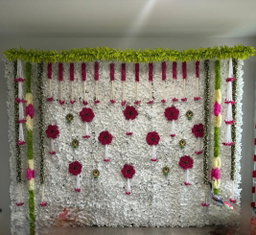Sharu Space Premium Floral Cloth Backdrop Combo with Fabric Strings Set - 8ftx10ft