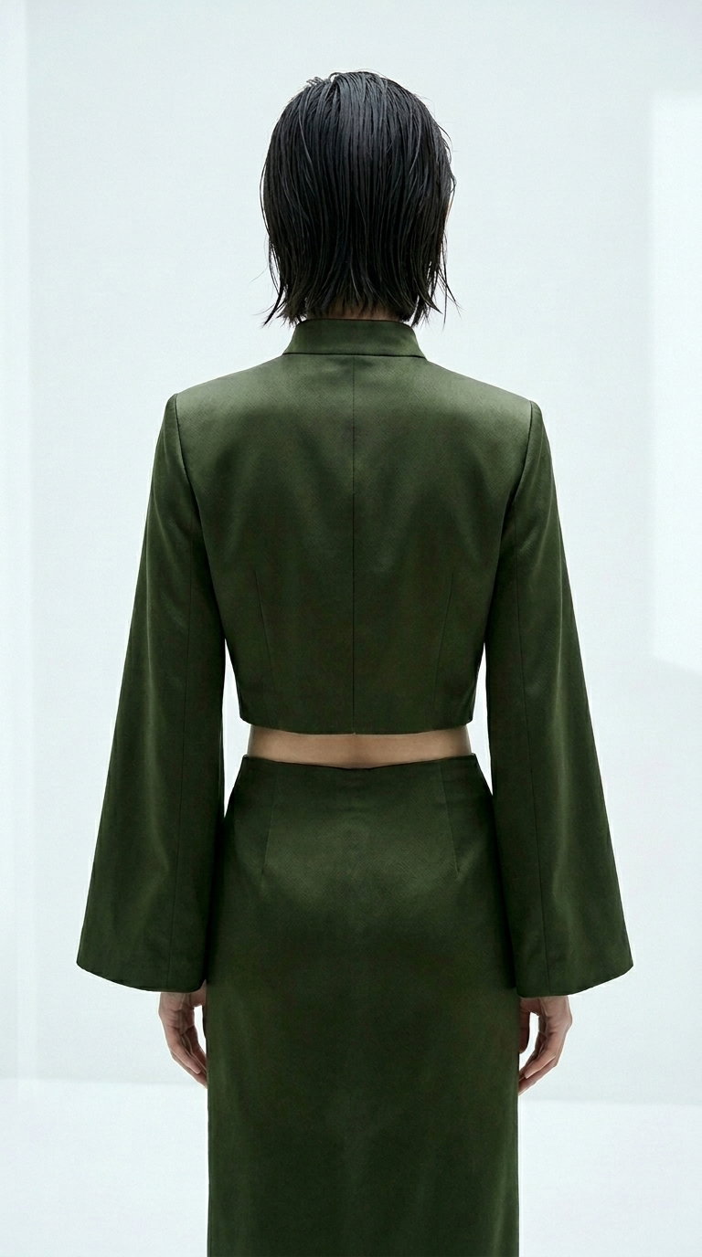 The Floral Cheongsam Jacket in Olive _6