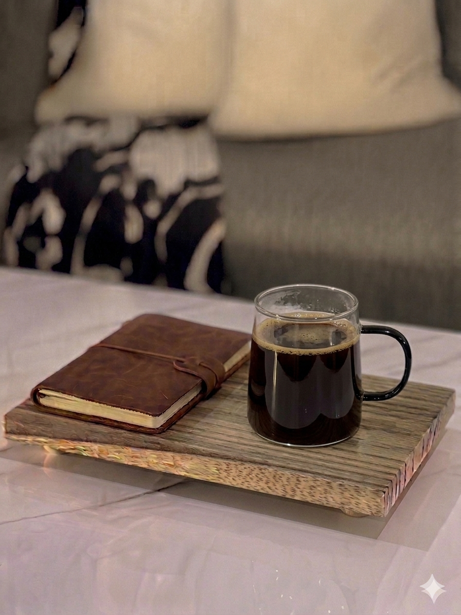 Taza de vidrio con asa negra _0