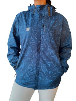 Chaqueta azul estampada impermeable