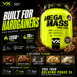 VITAXTRONG™ Mega Mass Pro 1350 | 70g Protein (12lbs/ 5.4kg) • 1350 kcal High Calorie Mass Gainer • Muscle & Weight Gain • Bulking [VX]