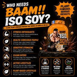BAAM!!™ ISO-SOY Plant Protein Isolate (5lb / 2.3kg) | 30g Soy Isolate Protein • Vegan • Lactose-Free • Lab-Tested Premium Plant Protein