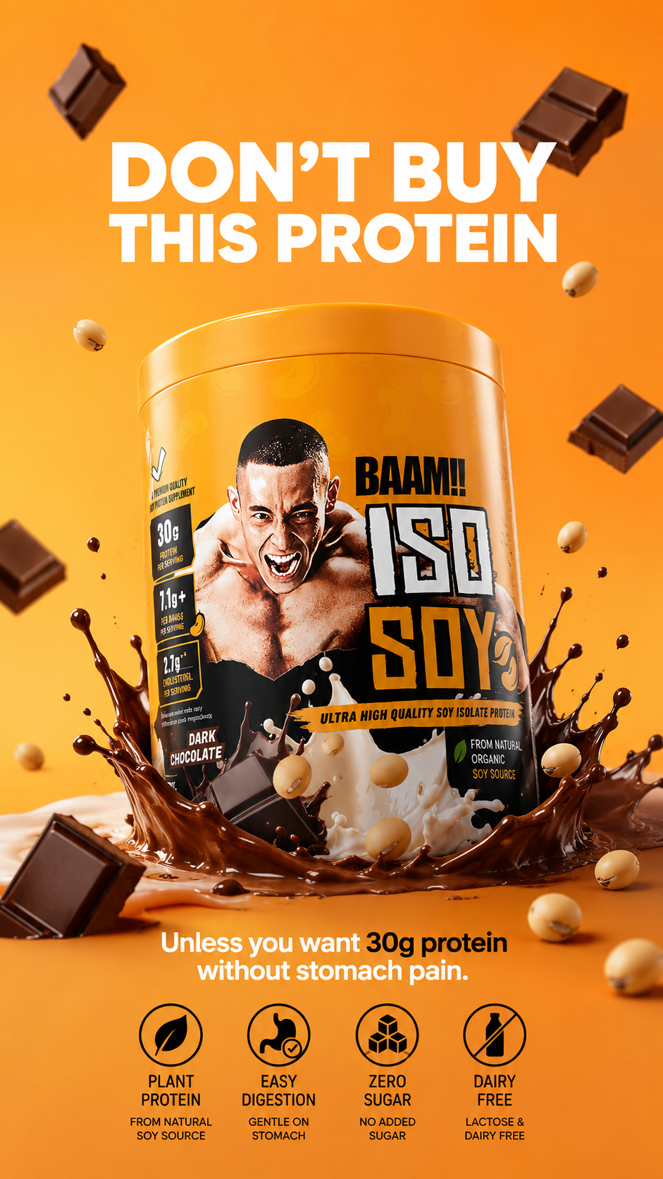 BAAM!!™ ISO-SOY Plant Protein Isolate (5lb / 2.3kg) | 30g Soy Isolate Protein • Vegan • Lactose-Free • Lab-Tested Premium Plant Protein_9