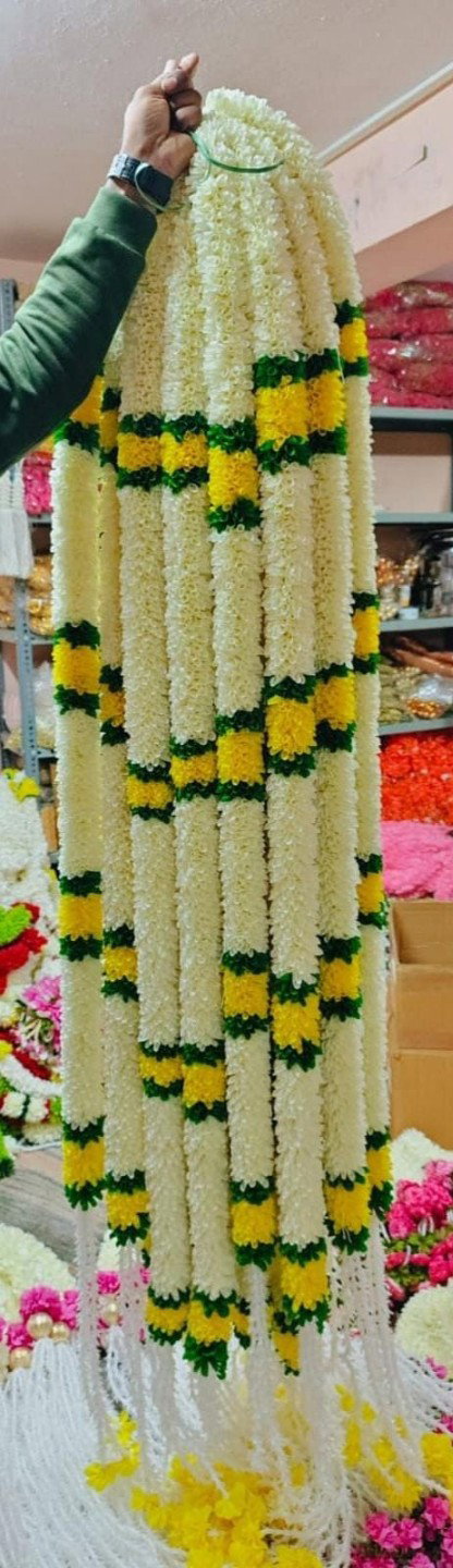 Sharu Space White & Yellow Fabric String - 6ft