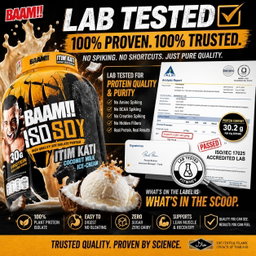 BAAM!!™ ISO-SOY Plant Protein Isolate (1lb / 0.45kg) | 30g Soy Isolate Protein • Vegan • Lactose-Free • Lab-Tested Premium Plant Protein [VX]