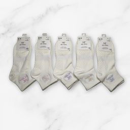 [10196] - 5 Pairs Women’s High-Cotton Crew Socks – Cushioned, Antibacterial & Sweat-Absorbing 
