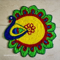 Peacock Rangoli Mat - 2ft