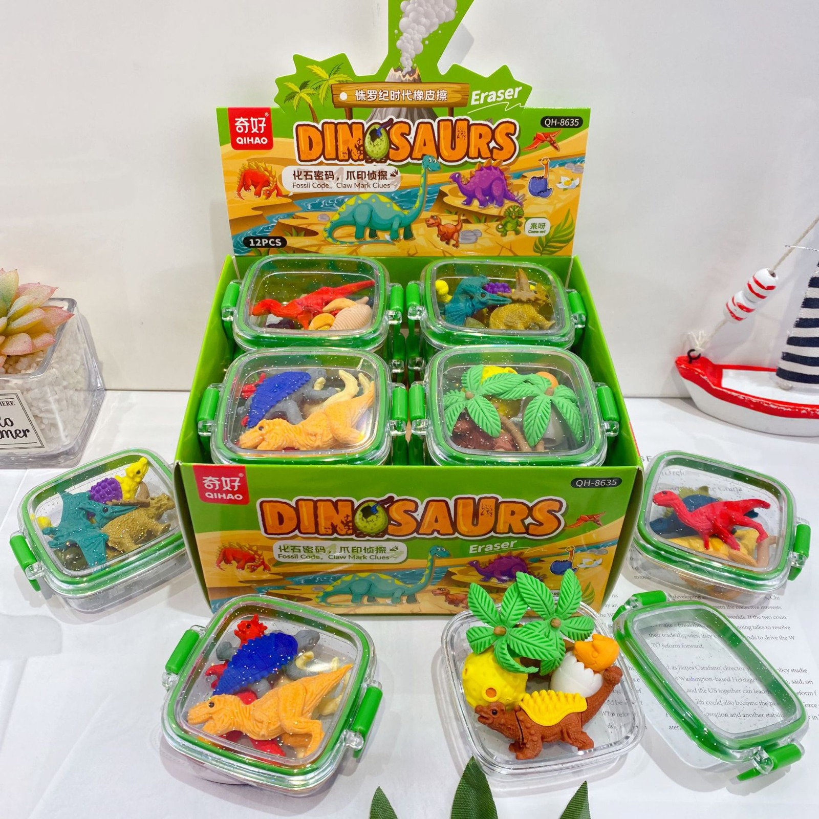 Tin Dinosaur Package Erasers_0