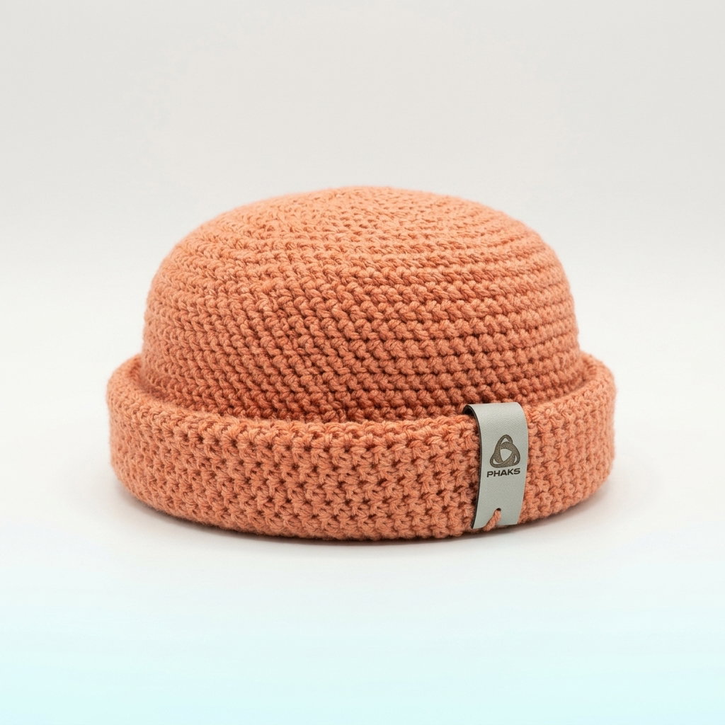 Peach crochet beanie by Phaks    (Maseru clothing)_1