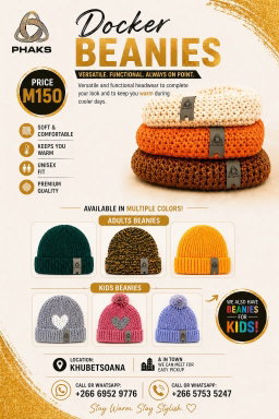 Peach crochet beanie by Phaks    (Maseru clothing)