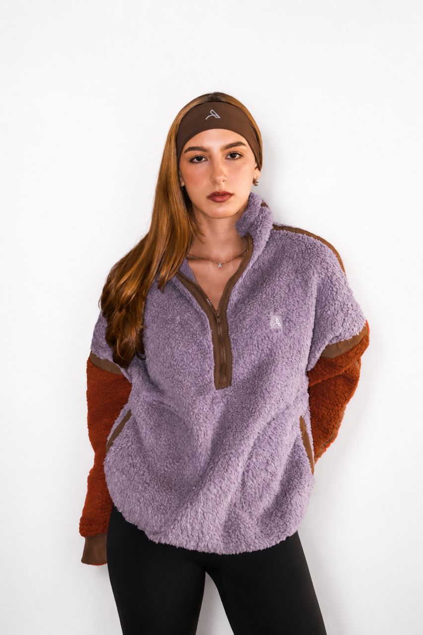 Chaqueta súper fluffy lila
