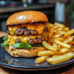 Double Burger+ frites 