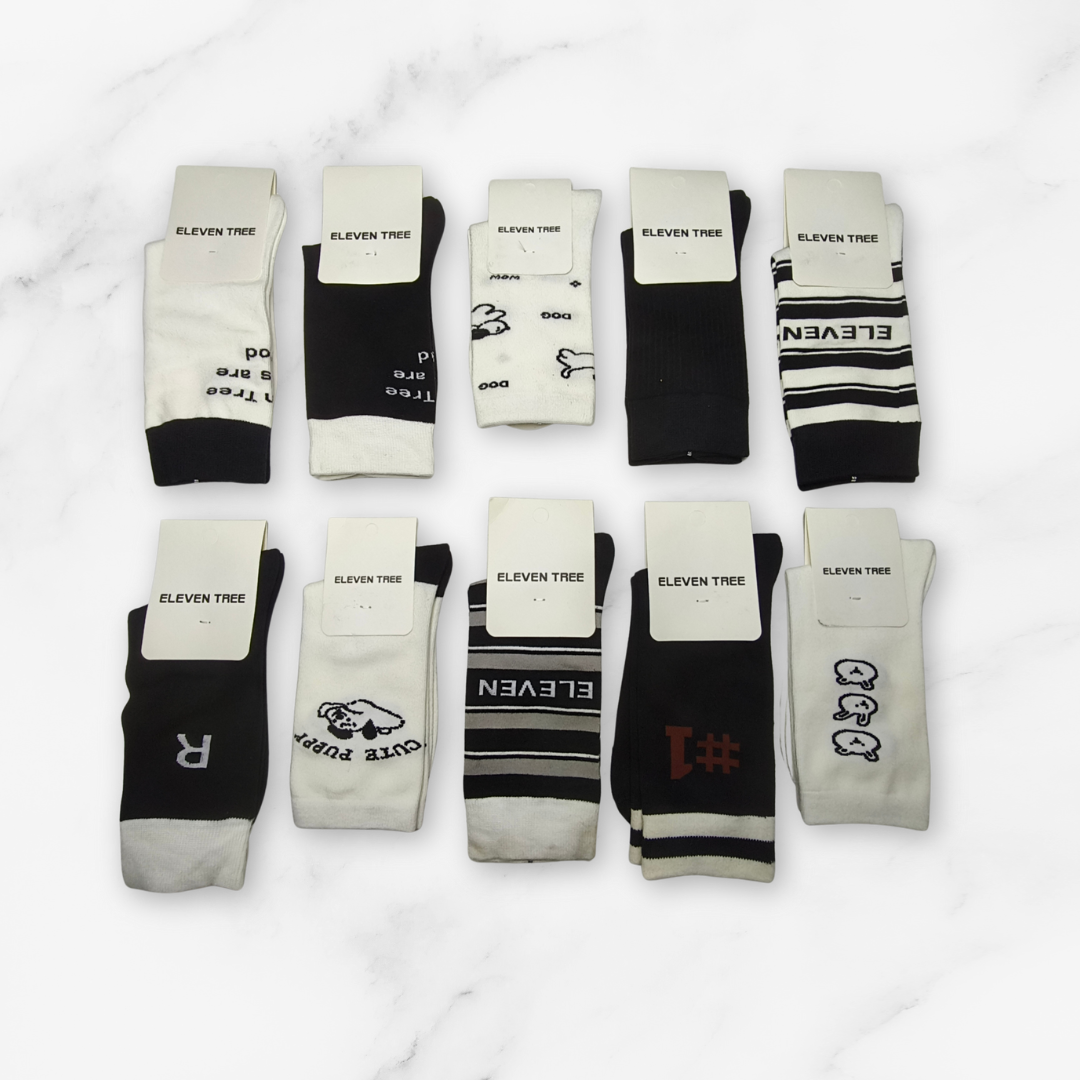 [10228] - 5 Pairs Women’s High-Cut Cotton Socks – Minimal, Breathable & Versatile _7