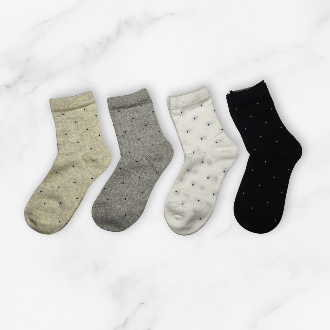 [10226] - 4 Pairs Women’s High-Cut Cotton Socks – Breathable_4