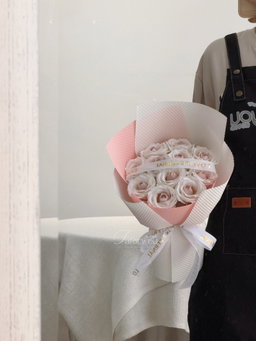 11 Stalk Soap Rose Bouquet (Dimensional Embossing Paper)
