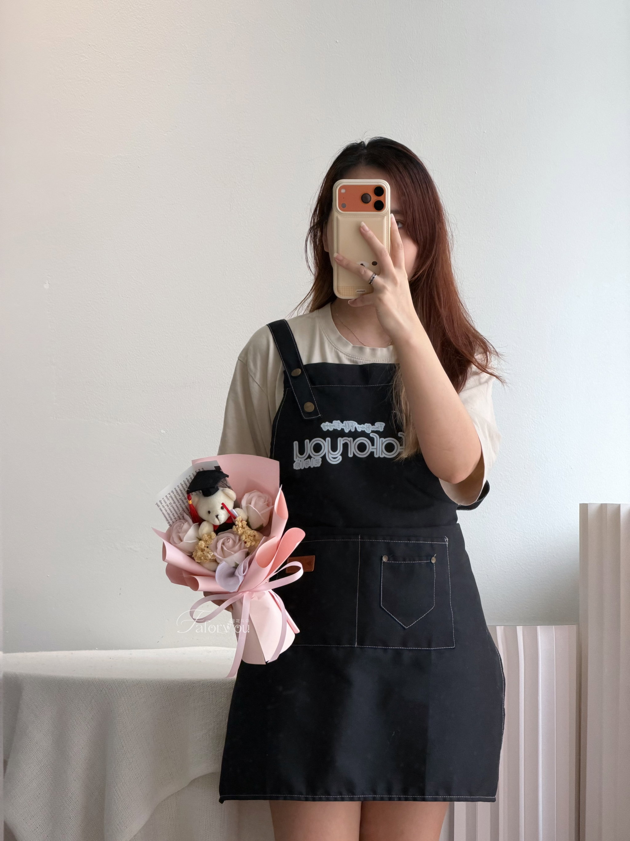 (GB020) Graduation Bear 3 Stalk Soap Rose Bouquet _2
