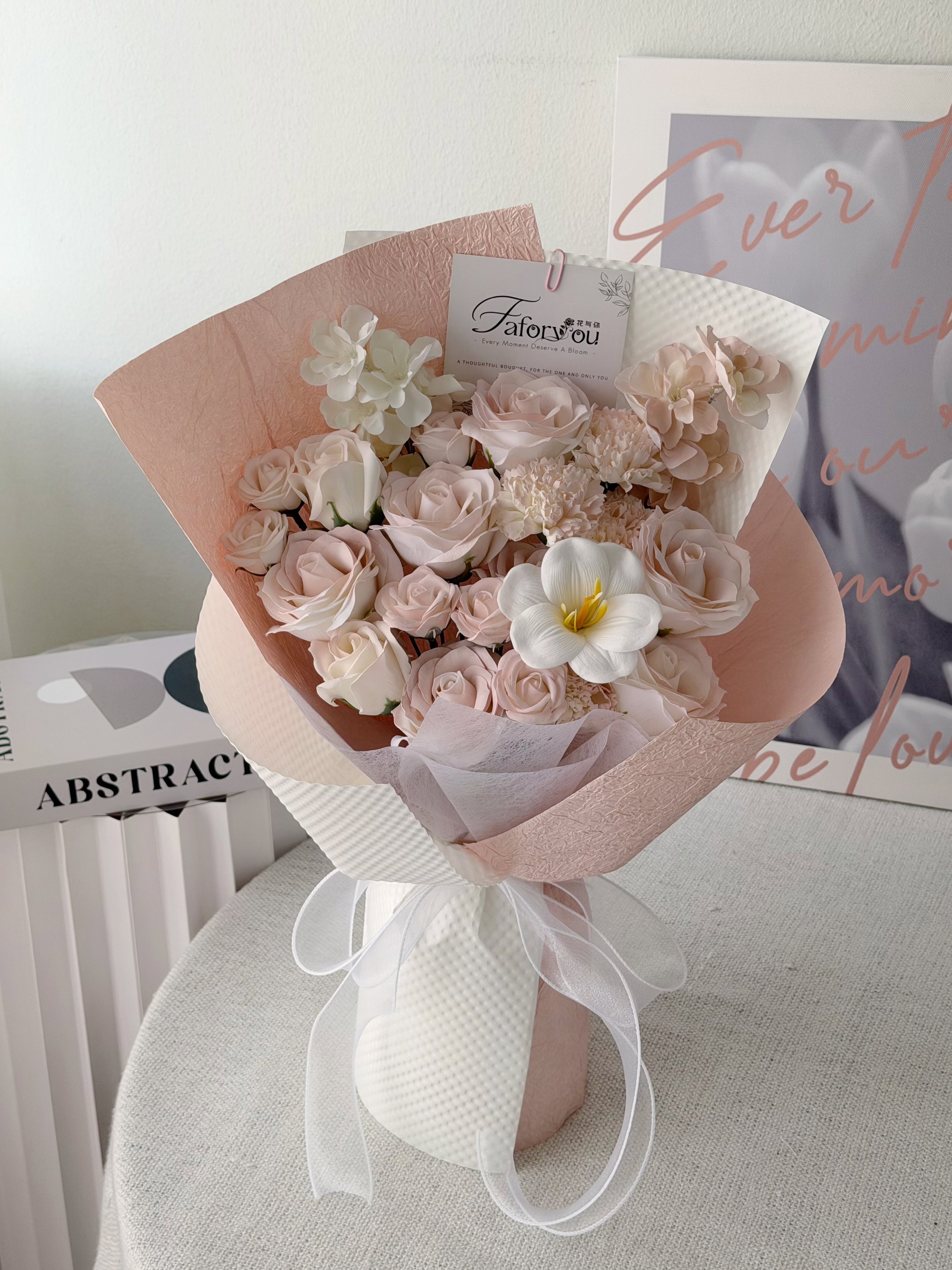 Soft Pink Soap Flower Bouquet _1