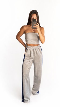 Comfy set gris con top strapless