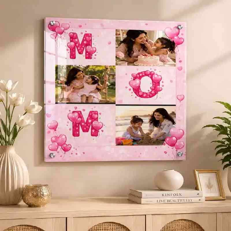 Pink balloon MOM collage