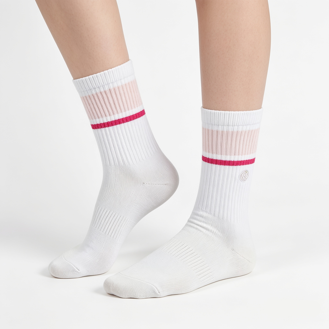 [10189] - 3 Pairs Lululemon Women’s Cotton Blend Crew Socks – Breathable, Sweat-Absorbing & Minimal 