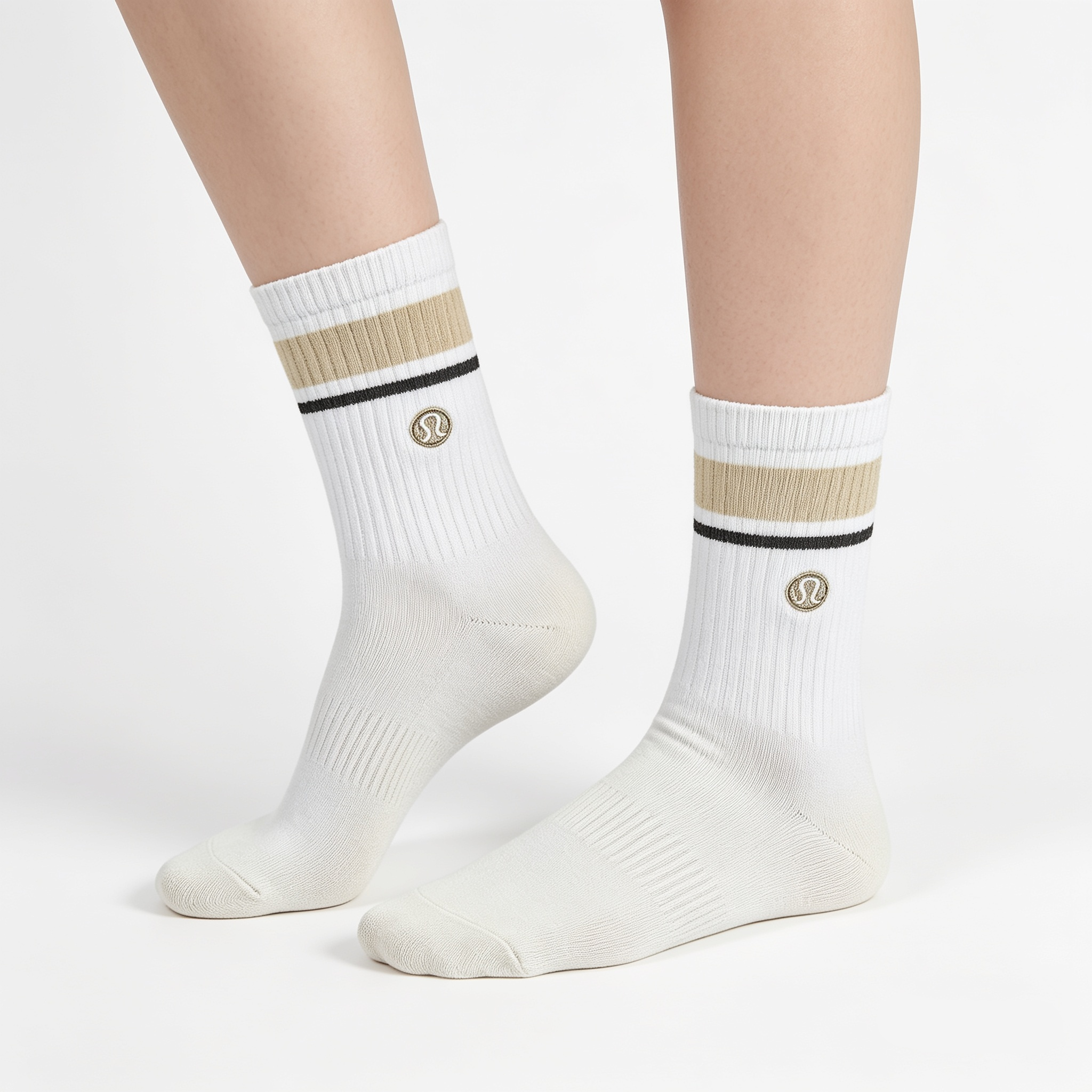 [10189] - 3 Pairs Lululemon Women’s Cotton Blend Crew Socks – Breathable, Sweat-Absorbing & Minimal _1