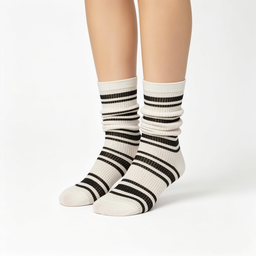 [10094] - 2 Pairs Women’s Bamboo High-Cut Crew Socks – Soft, Breathable & Eco-Friendly Comfort 