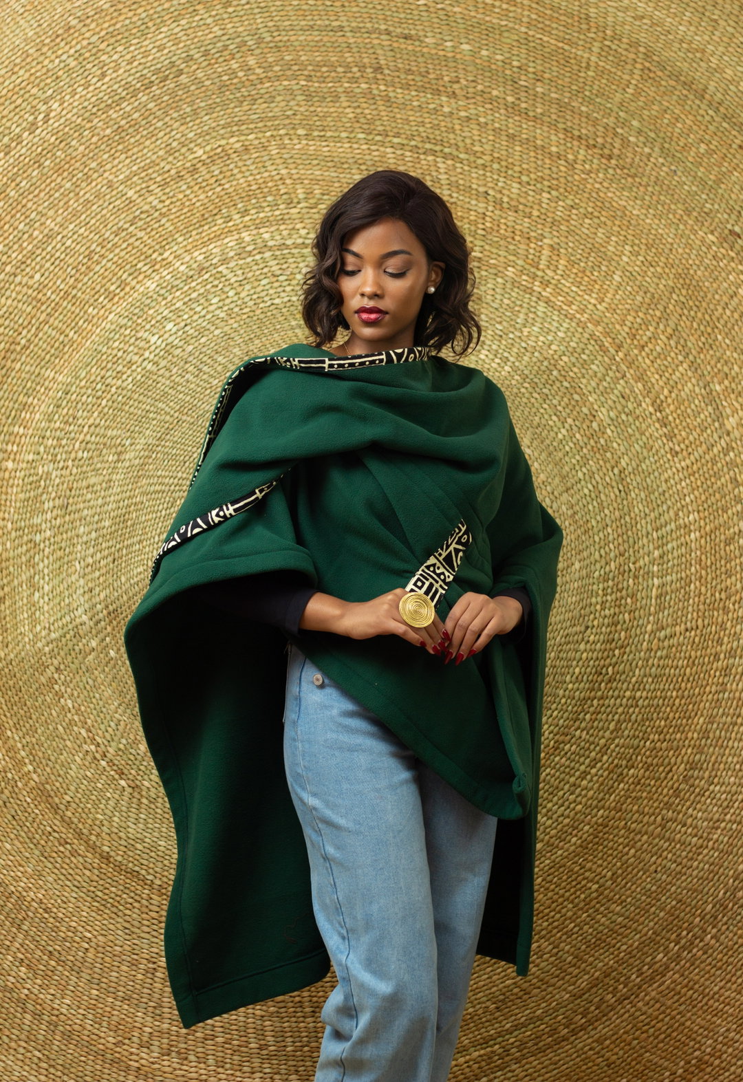 The Jioni Shawl - Green / Cream