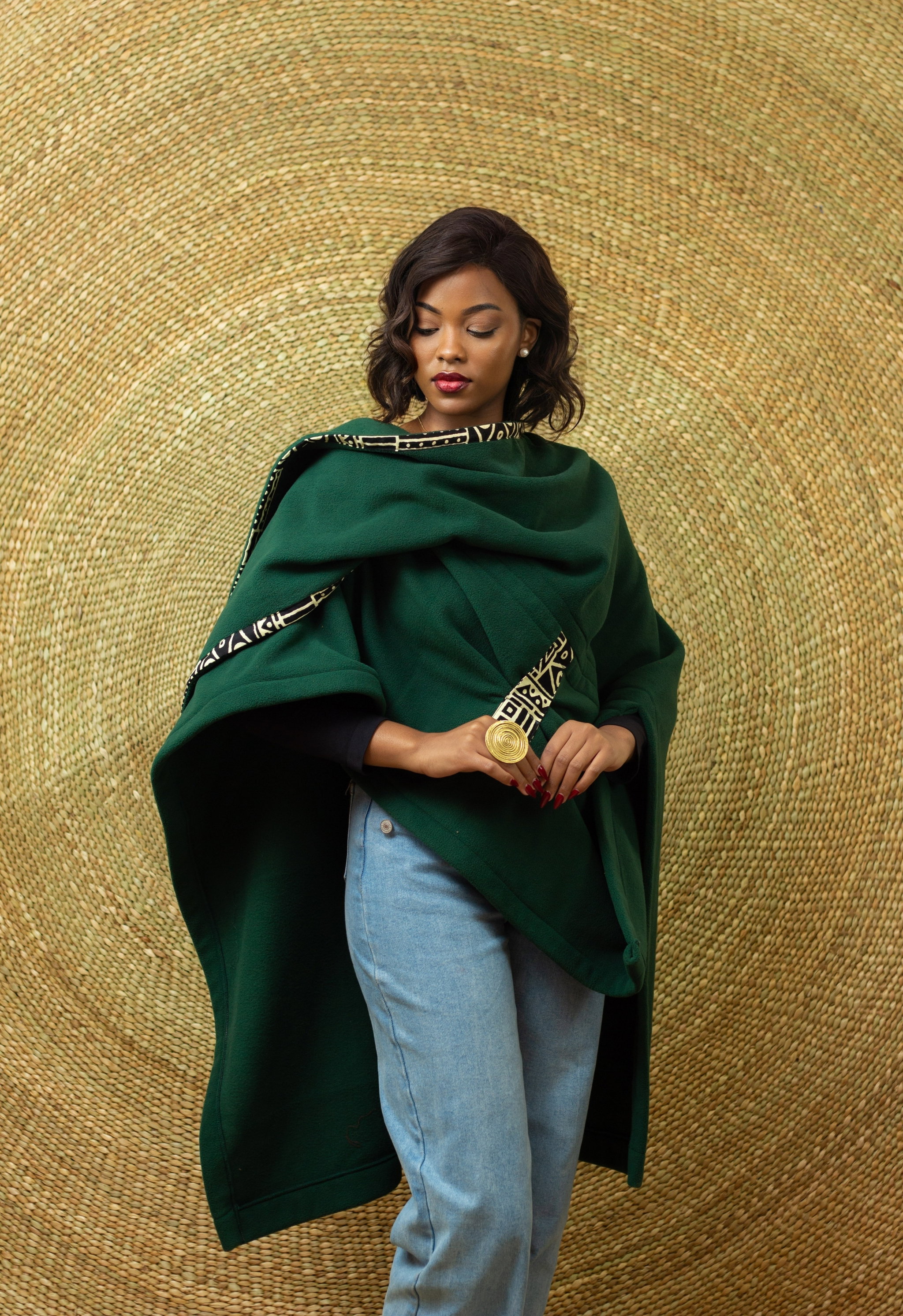 The Jioni Shawl - Green / Cream_0