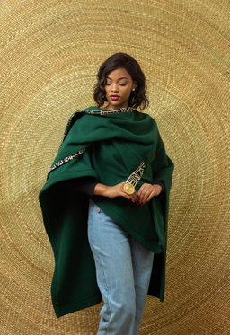 The Jioni Shawl - Green / Cream