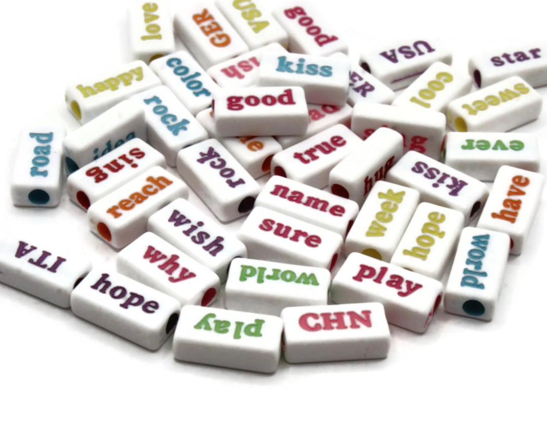 Rectangular Acrylic Words Beads