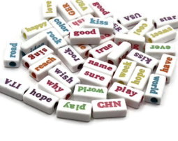 Rectangular Acrylic Words Beads