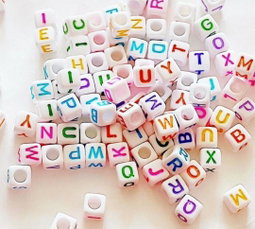 White Acrytic Cube Beads