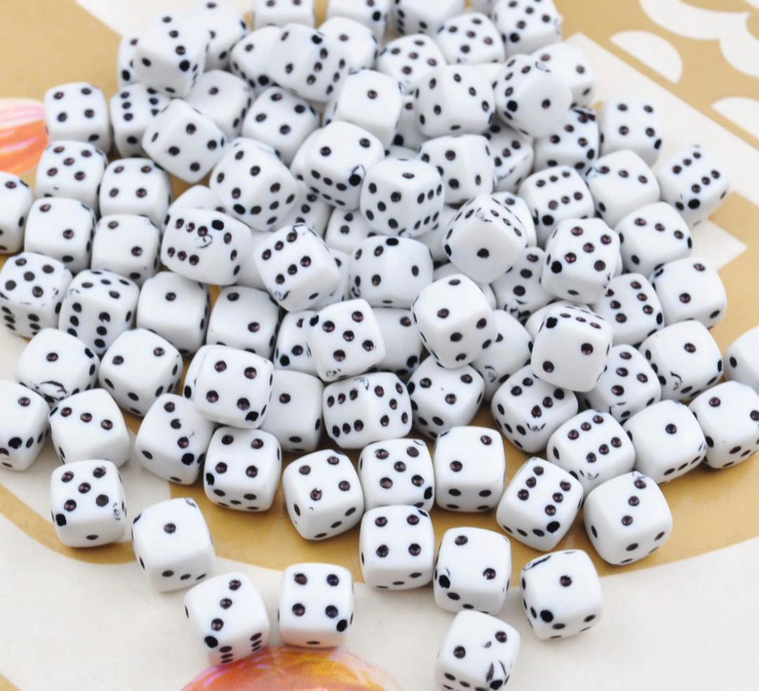 Square Dotted White & Black Acrylic Cube Beads
