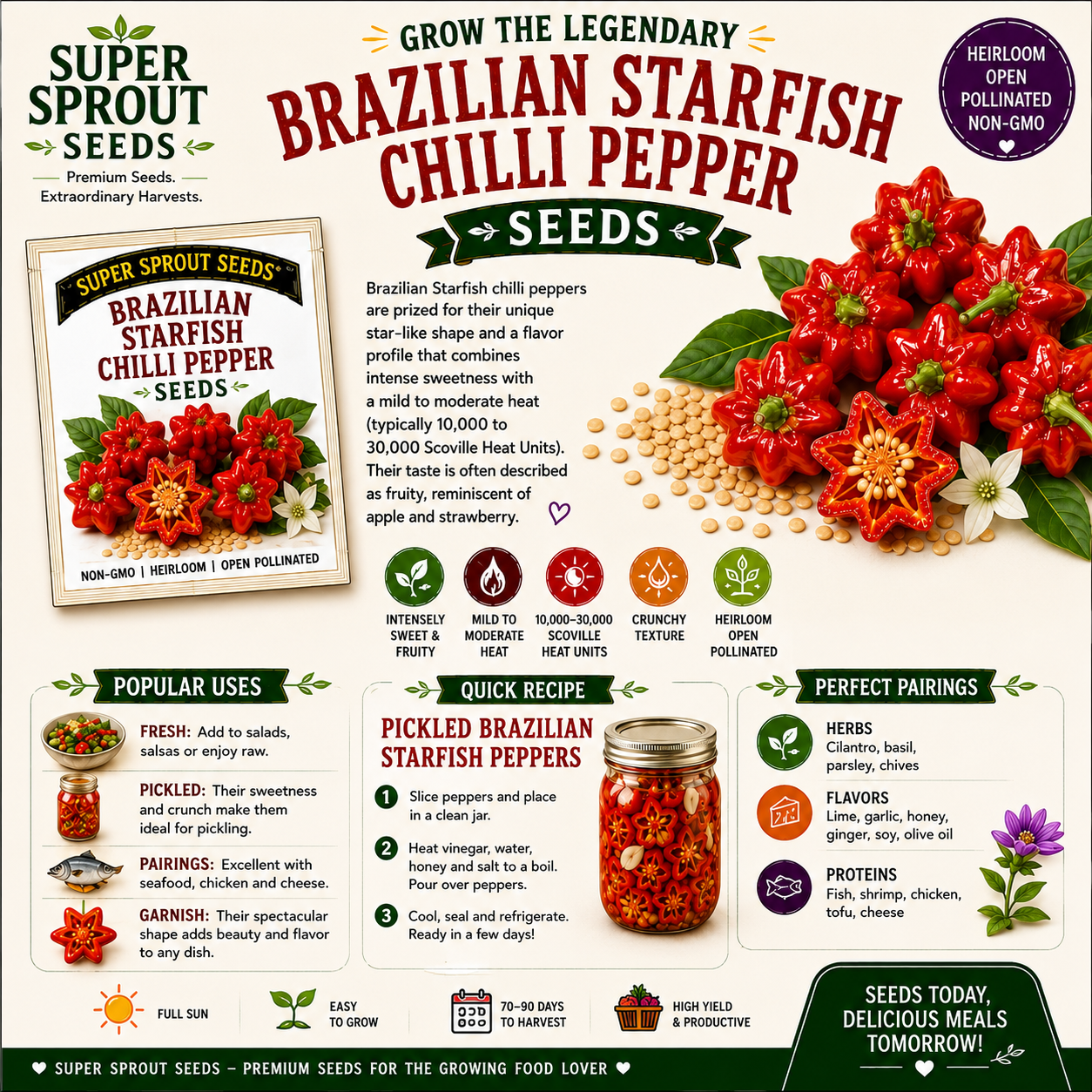 🌶BRIZILLIAN STARFISH PEPPER🌶 x 10+ organic seeds_1
