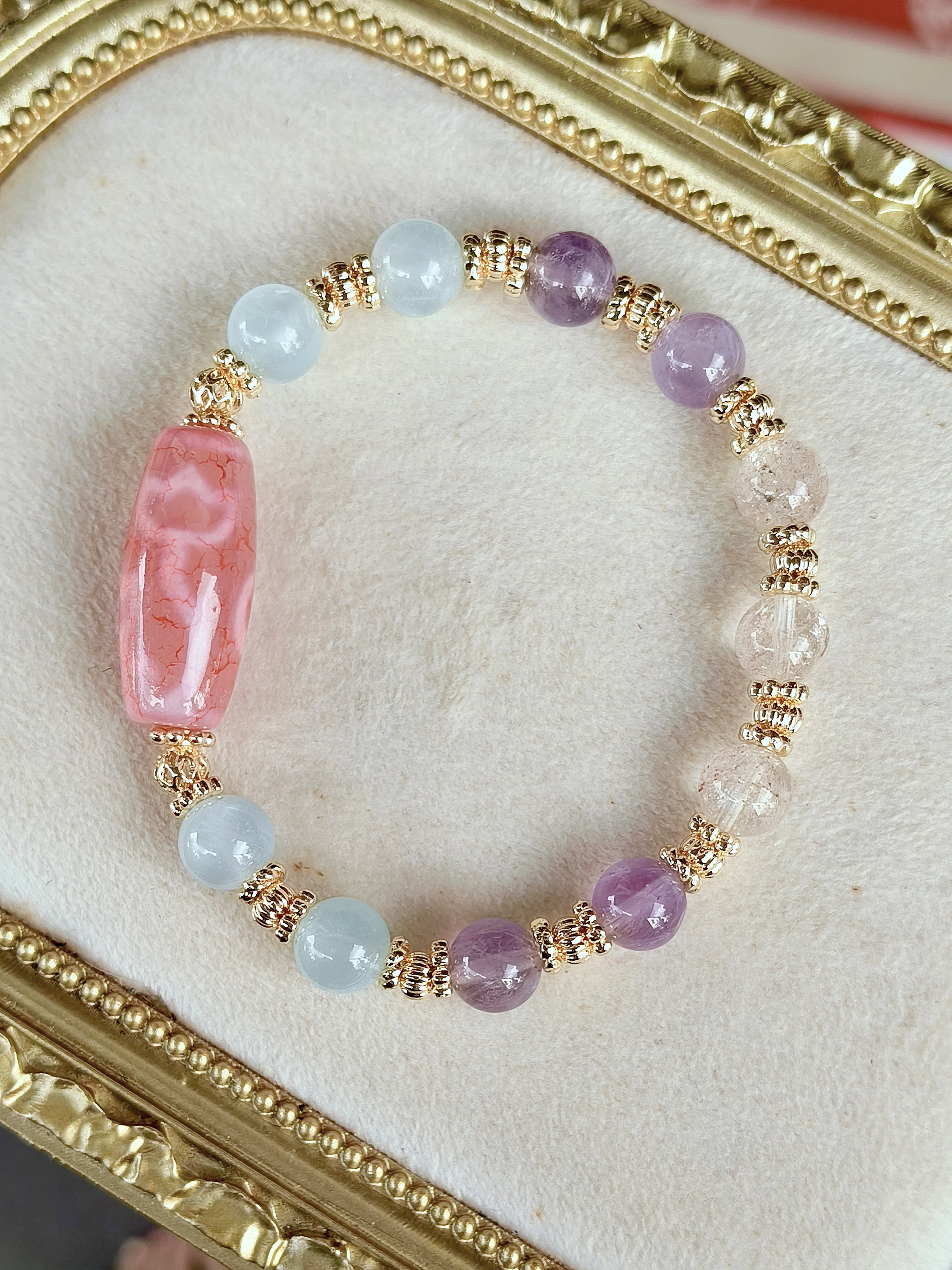 Pink Dzi Dual Face Totems - Water Lotus × Bodhi Tree_2