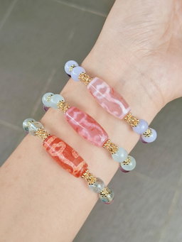 Pink Dzi Dual Face Totems - Water Lotus × Bodhi Tree