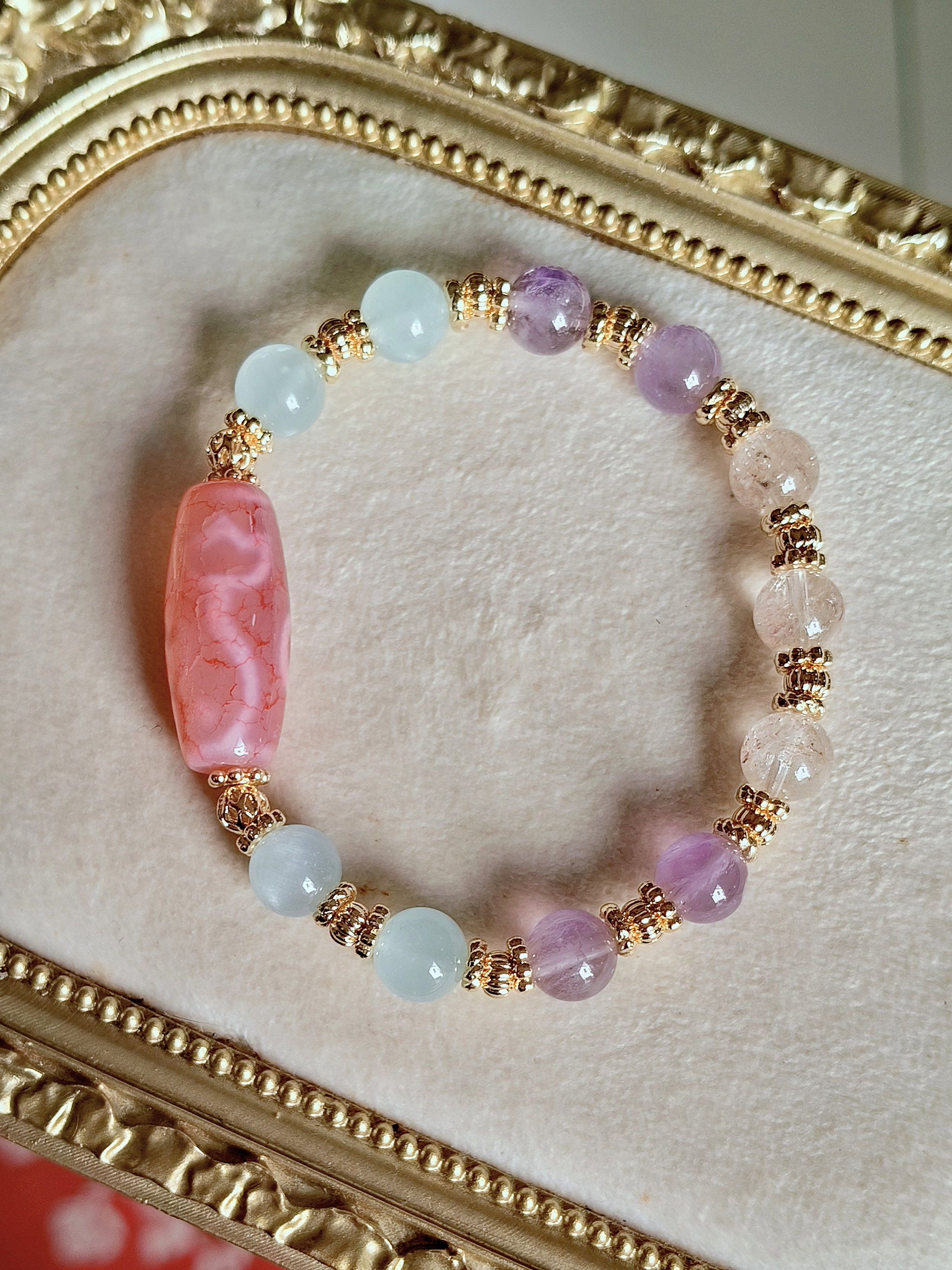 Pink Dzi Dual Face Totems - Water Lotus × Bodhi Tree_3