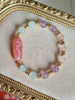 Pink Dzi Dual Face Totems - Water Lotus × Bodhi Tree