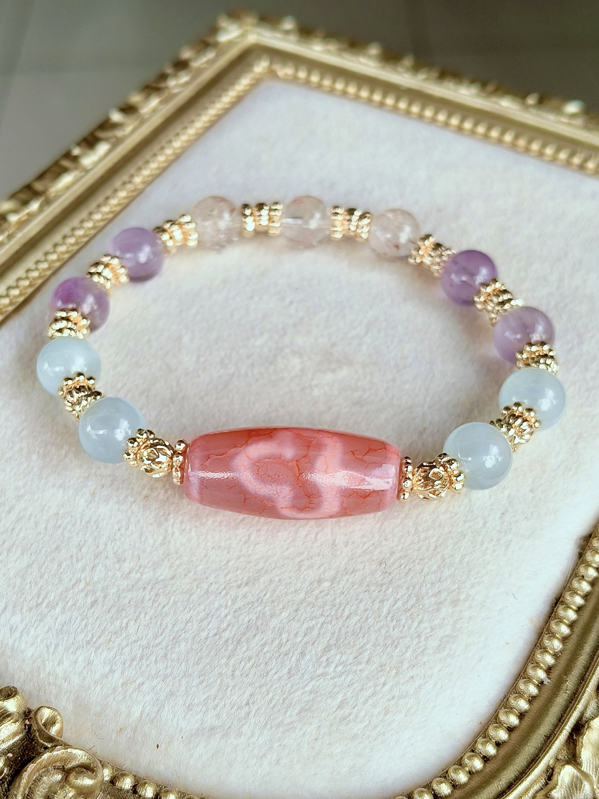 Pink Dzi Dual Face Totems - Water Lotus × Bodhi Tree_1